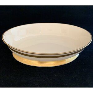 Flintridge China Huntington Oval Serving Bowl 9.75" Gold Band California MCM Vtg